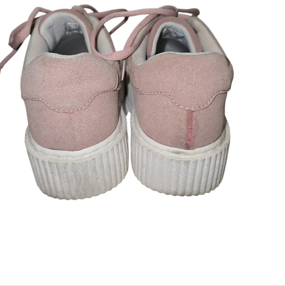 TUK Suede Creepers Sneakers In Rose Pink 41 Women's 10 Platform Woven Toe Box